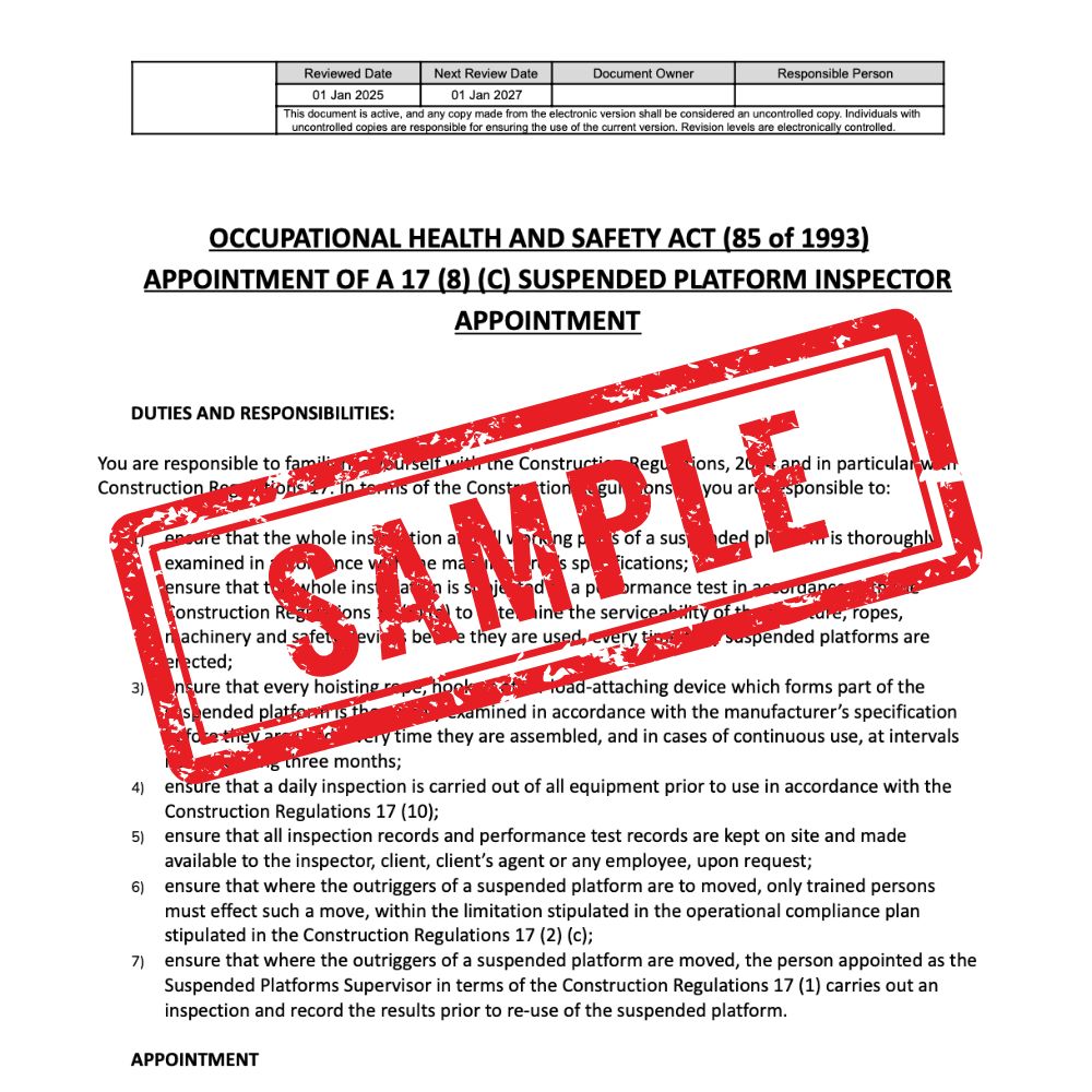 COMPLETE HEALTH AND SAFETY FILE TEMPLATE 2025